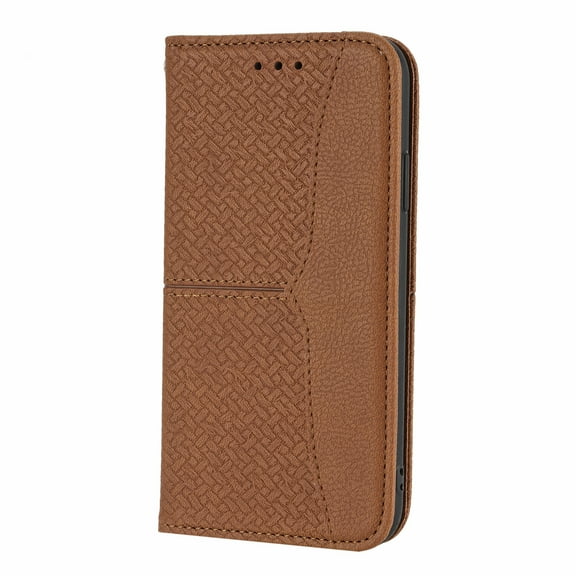 Dteck For iPhone XR 6.1 inch PU Leather Case,Luxury Flip Folio Card Slot Wallet Kickstand Magnetic Closure with Wrist Strap Protective Cover.For iPhone XR,Brown