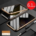 thumbnail image 1 of Dteck For iPhone XR Privacy Glass Case Double Sided 9H Glass Slim Magnet Absorption Metal Bumper Frame Shockproof Protective Case , Gold, 1 of 9