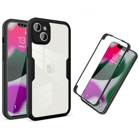 Dteck Full Body Case for iPhone 14 Plus 6.7 inch 2022 with Built-in Screen Protector, Dual Layer Rugged Bumper Clear Case for Apple iPhone 14 Plus, Black