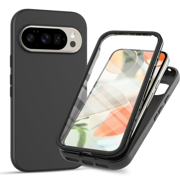 Dteck Full Body Protection Case for Google Pixel 10 / 10 Pro,Shockproof TPU+PC Case Built-in Screen Protector Back Cover for Google Pixel 10 / 10 Pro,Black