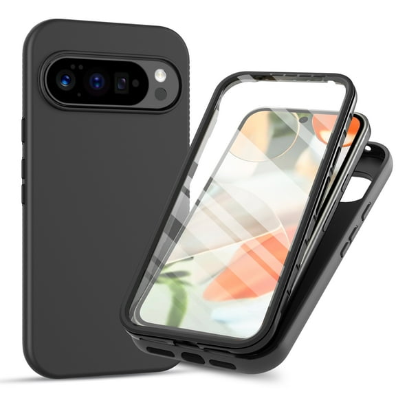 Dteck Full Body Protection Case for Google Pixel 10 Pro XL,Shockproof TPU+PC Case Built-in Screen Protector Back Cover for Google Pixel 10 Pro XL,Black