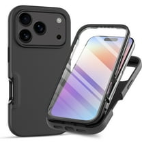 Dteck Full Body Protection Case for iPhone 17 Pro,Shockproof TPU PC Case Built-in Screen Protector Back Cover for iPhone 17 Pro,Black