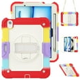 thumbnail image 1 of Dteck Full Body Protection Case for iPad Air 11 inch 2025/2024,Heavy Duty Protective Case 360° Rotating Kickstand with Screen Protector/Shoulder Strap/Pencil Holder for iPad Air 11" M3/M2,Rainbow/Red, 1 of 8