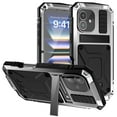thumbnail image 1 of Dteck Full Body Protection Case for iPhone 16 Plus,Aluminum Military Grade Rugged Case with Stand Built-in Screen Protector Shockproof Kickstand Cover for iPhone 16 Plus,Silver, 1 of 9
