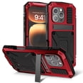 thumbnail image 1 of Dteck Full Body Protection Case for iPhone 16 Pro,Aluminum Military Grade Rugged Case with Stand Built-in Screen Protector Shockproof Kickstand Cover for iPhone 16 Pro,Red, 1 of 8