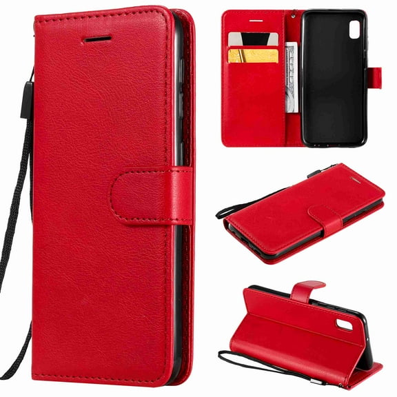 Dteck Galaxy A10E Wallet Case, Premium PU Leather Wallet Flip Protective Phone Case Cover w/Card Slots & Kickstand for Samsung Galaxy A10E A10 E 2019 (Red)