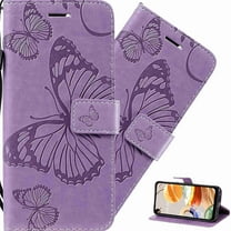 Dteck Galaxy A13 5G Case, Samsung A13 5G Wallet Case PU Leather Elegant Embossed Magnetic Cover with Flip Kickstand Card Holder Cover for Samsung Galaxy A13 5G Big Butterfly, Purple