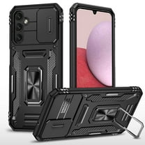 Dteck for Galaxy A15 Case with Slide Camera Lens Cover, Full Camera Protection, Military Grade Shockproof Magnetic Ring Holder Kickstand Protective Phone Case for Samsung Galaxy A15 5G,Black