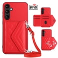 thumbnail image 1 of Dteck for Galaxy A15 Wallet Case with Shoulder Strap, Premium PU Leather RFID Blocking Card Slots Kickstand, Magnetic Clasp and Durable Shockproof Cover for Samsung Galaxy A15 5G,Red, 1 of 7