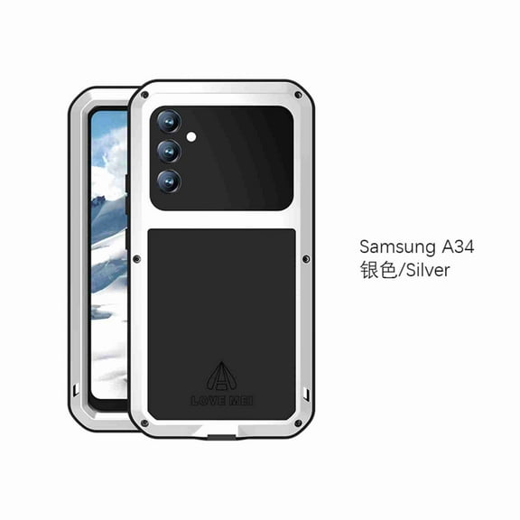 Dteck Galaxy A34 5G Case, Galaxy A34 5G Metal Phone Case, Aluminum Metal Shockproof Bumper Frame Case Soft Rubber Silicone Military Heavy Duty Hard Case for Samsung Galaxy A34 5G 2023,Silver