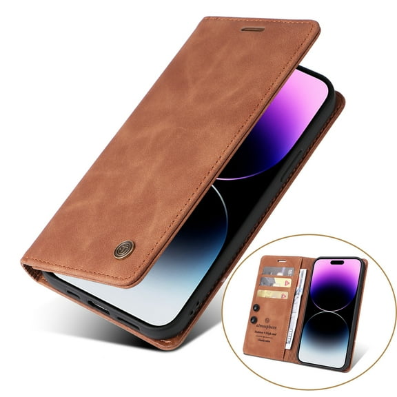 Dteck for Galaxy A34 5G Case, Premium Soft PU Leather Cover TPU Bumper with Card Holder Kickstand Magnetic Adsorption Flip Wallet Case for Samsung Galaxy A34 5G,Brown