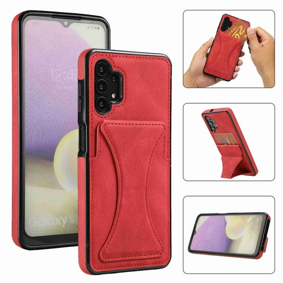 Dteck Galaxy A42 5G Case Shockproof Card Holder Wallet Protective Cover with Card Slot and Slim Purse Leather Case for Samsung A32 5G (Red)