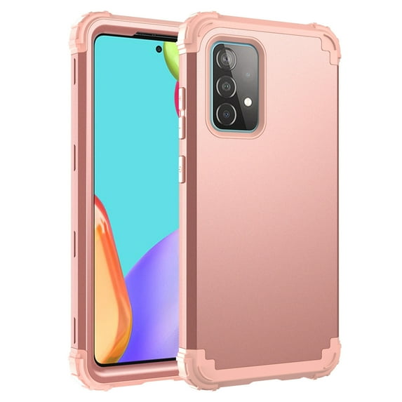 Dteck Galaxy A52 5G Case, Heavy Duty Hybrid Rugged Shockproof Case Support Wireless Charging Protective Cover for Samsung Galaxy A52 5G, Rosegold