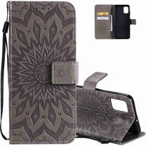 Dteck Galaxy A71 4G Case Full Stylish Embossing Wallet Credit Cards Slot with Stand for PU Leather Shockproof Flip Magnetic Case for Samsung Galaxy A71 Sunflower, gray