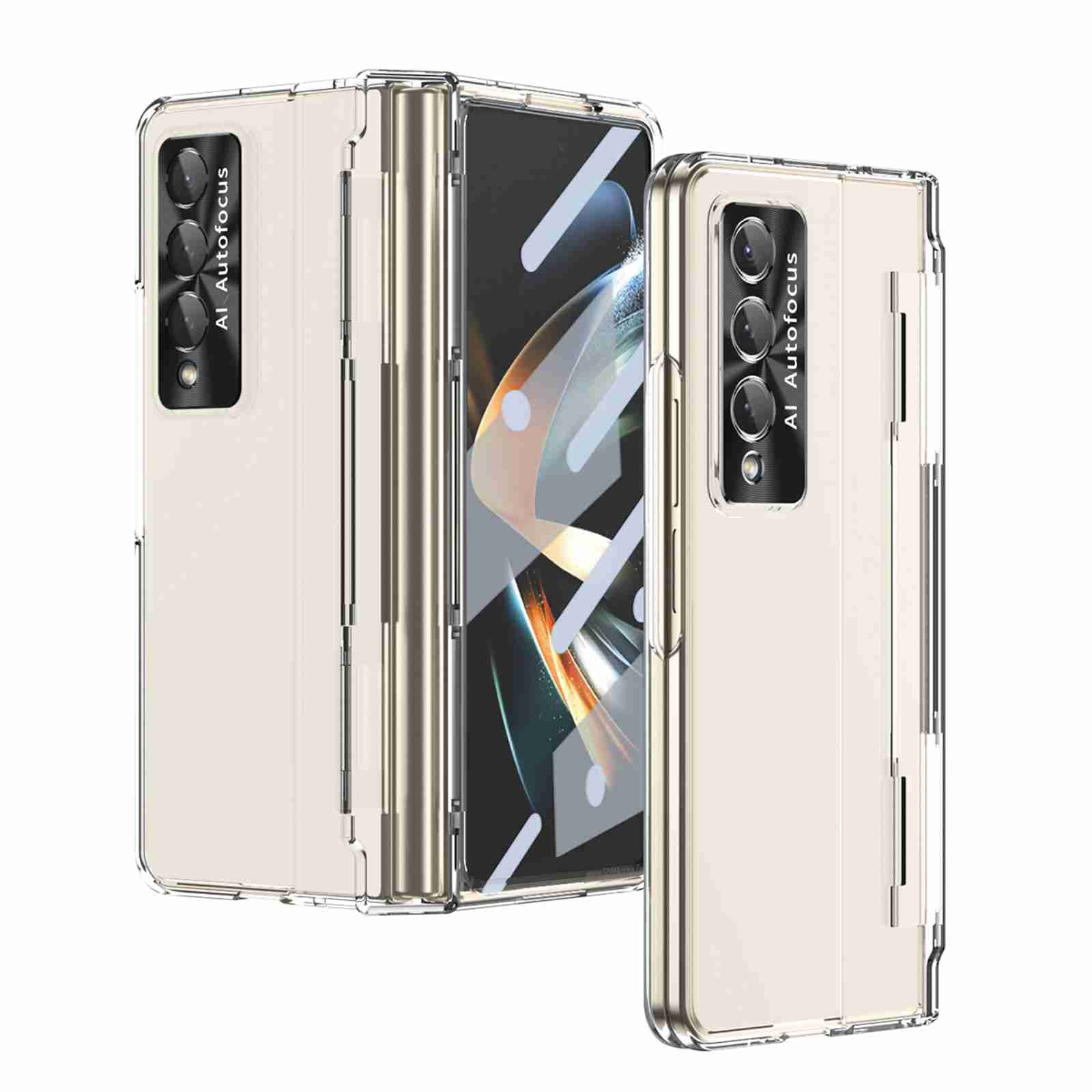 Dteck for Galaxy Fold 4 Case Hinge Protection Wireless Charging Hard Back with Non-Slip Shockproof Lightweight Slim Cover for Samsung Z Fold 4 5G 2022, Clear