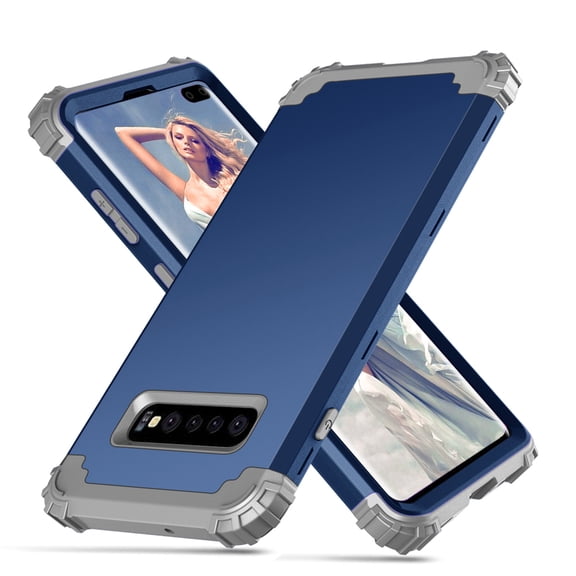 Dteck Galaxy S10 Plus Case, Dteck Heavy Dual Layer Rugged Shockproof Case Hard PC Protective Back Cover For Samsung Galaxy S10+, Deep Blue