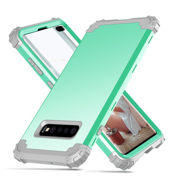 Dteck Galaxy S10 Plus Case, Dteck Heavy Dual Layer Rugged Shockproof Case Hard PC Protective Back Cover For Samsung Galaxy S10+, Mint Green