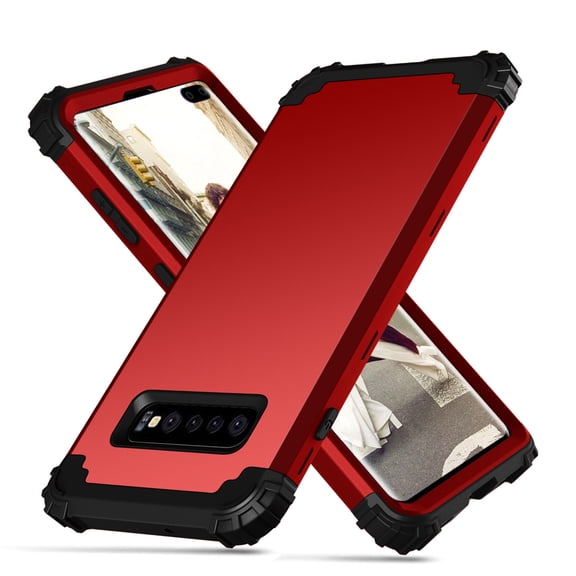 Dteck Galaxy S10 Plus Case, Dteck Heavy Dual Layer Rugged Shockproof Case Hard PC Protective Back Cover For Samsung Galaxy S10+, Red