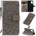 thumbnail image 1 of Dteck Galaxy S20 FE (Fan Edition) 5G Case, Embossed Flower PU Leather Magnetic Folio Flip Wallet Case Built-in Card Holder with Wrist Strap Stand Cover For Samsung Galaxy S20 FE 6.5 inch, Gray, 1 of 5