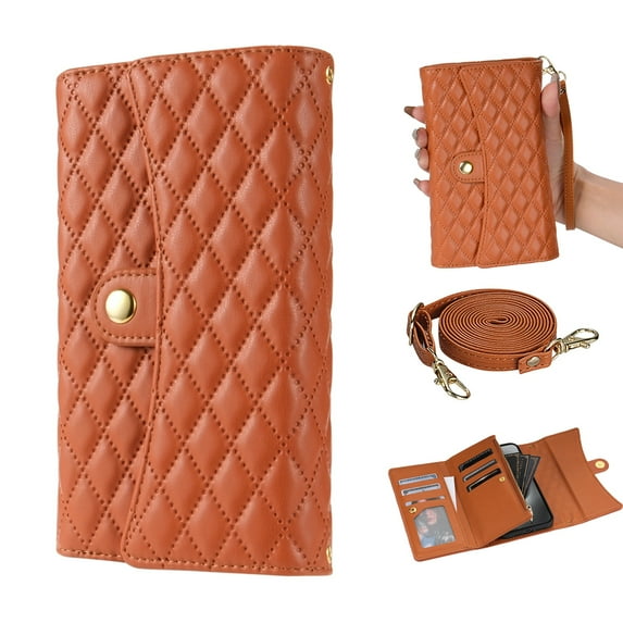 Dteck for Galaxy S21 Ultra Case Wallet for Women Men with Card Holder,Samsung S21 Ultra Crossbody Case with Strap Shoulder Lanyard,Zipper Pocket PU Leather Cases for Samsung Galaxy S21 Ultra,Brown