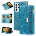 thumbnail image 1 of Dteck Galaxy S21 Ultra Wallet Case, Bling Sparkle Glitter PU Leather Magnetic Flip Case with Credit Card Slots/Hand Strap for Samsung Galaxy S21 Ultra, Light Blue, 1 of 5