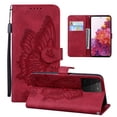 thumbnail image 1 of Dteck Galaxy S21 Ultra Wallet Case, [Butterfly & Flower Embossed] PU Leather Wallet Case Flip Protective Phone Cover with Card Slots and Kickstand for Samsung Galaxy S21 Ultra, Red, 1 of 4