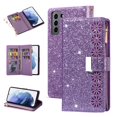 thumbnail image 1 of Dteck Galaxy S21 Wallet Case, Bling Sparkle Glitter PU Leather Magnetic Flip Case with Credit Card Slots/Hand Strap for Samsung Galaxy S21, Purple, 1 of 1