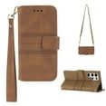 thumbnail image 1 of Dteck Galaxy S22 Ultra 5G Phone 6.8" Crossbody Wallet Case with Shoulder Strap Lanyard Card Pockets Magnetic Kickstand Embossed PU Leather Folding Stand Cover for Samsung Galaxy S22 Ultra 2022, Brown, 1 of 10