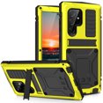thumbnail image 1 of Dteck Galaxy S22 Ultra Rugged case,Metal Bumper Built-in Screen Protector&Stand Water Resistant dustproof and Drop-Proof,Heavy Duty Rugged Military Cover for Samsung S22 Ultra 6.8",Yellow, 1 of 8
