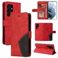 thumbnail image 1 of Dteck for Galaxy S23 Ultra 5G Wallet Case, PU Leather Flip Folio with Card Holders RFID Blocking Kickstand Shockproof TPU Inner Shell Phone Case Cover (2023), Red, 1 of 8