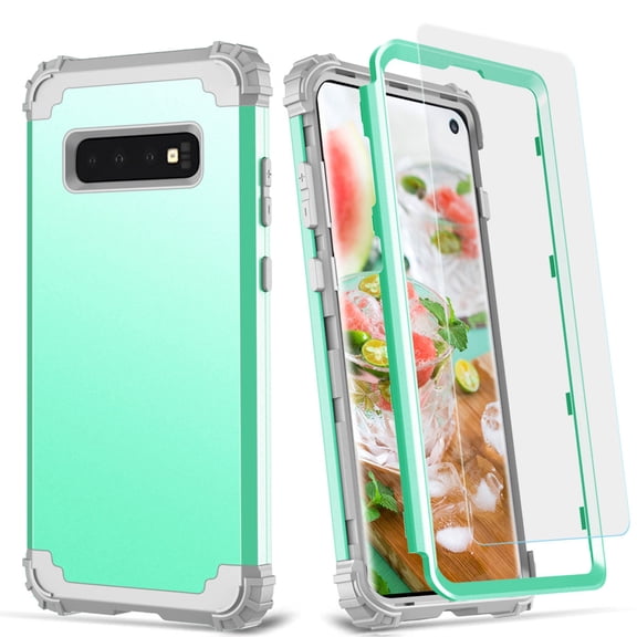 Dteck Galaxy S8 Plus Case with Tempered Glass Screen Protector, Dteck Heavy Dual Layer Full Body Protection Rugged Shockproof Case Hard PC Protective Back Cover For Samsung Galaxy S8+,Silver