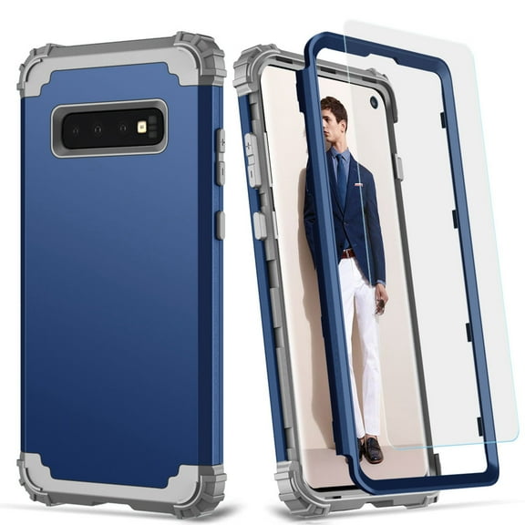 Dteck Galaxy S9 Case with Tempered Glass Screen Protector, Dteck Heavy Dual Layer Full Body Protection Rugged Shockproof Case Hard PC Protective Back Cover For Samsung Galaxy S9,Blue