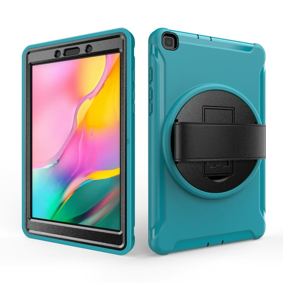 Dteck Galaxy Tab A 8.0 2019 Case, Heavy Duty 360 Degree Rotating Kickstand Full-Body Impact Resistant Cover with Hand Strap For Samsung Galaxy Tab A 8.0 Inch 2019 (SM-T290 /SM-T295), Light Blue