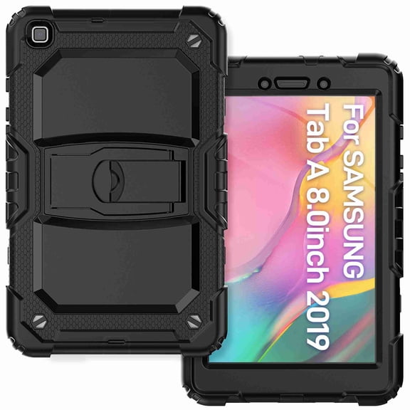 Dteck Galaxy Tab A 8.0 2019 Case T290 T295, Rugged Heavy Duty Shockproof Kickstand Protective Cover for Galaxy Tab A 8.0 Inch 2019 Without S Pen Model SM-T290 (Wi-Fi) SM-T295 (LTE), Black