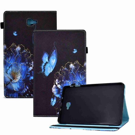 Dteck Galaxy Tab A 10.1 2016 Case PU Leather Wallet Auto Sleep/Wake Magnetic Slim Fit Folio Shock Absorption Case Cover for Samsung Galaxy Tab A 10.1(SM-T580/T585), Flower & Butterfly