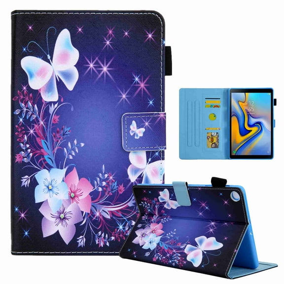 Dteck Galaxy Tab A 8.0 (Only Fit SM-T290/T295 2019 Release) Case, Slim Folio Stand Premium PU Leather Case with Card Holders Protective Wallet Cover, Butterfly