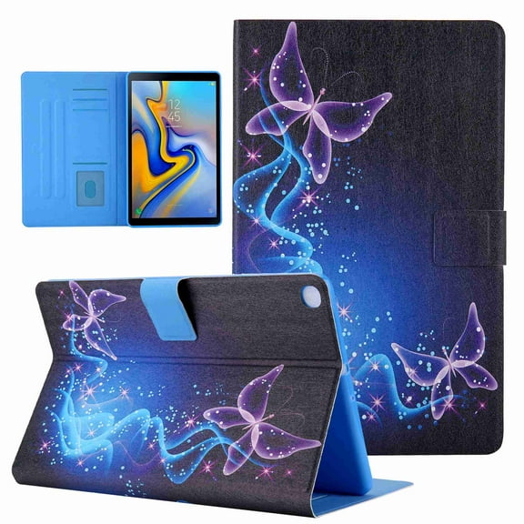 Dteck Galaxy Tab A7 Lite 8.7 inch 2021 T225/T220 Case Anti-Slip Wallet Folding Stand Card Slot, Magnetic PU Leather Shockproof TPU Back Folio Cover for Samsung Tab A7 Lite 8.7, 1# Purple Butterfly