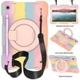 thumbnail image 1 of Dteck Case for Samsung Galaxy Tab A9+/A9 Plus 11Inch 2023, Heavy Duty Shockproof Rugged Cover with Portable Rotation Handle Stand Crossbody Shoulder Strap for Samsung X210/X216/X218,Rainbow Rosegold, 1 of 9