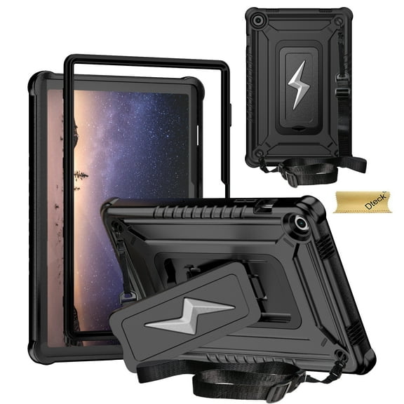 Dteck for Galaxy Tab A9 Plus Case 11 Inch with Kickstand/Shoulder Strap,Heavy Duty Military Grade Shockproof Cover for Samsung Galaxy Tab A9+/A9 Plus Tablet Case (SM-X210/X216/X218),Black
