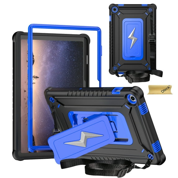 Dteck for Galaxy Tab A9 Plus Case 11 Inch with Kickstand/Shoulder Strap,Heavy Duty Military Grade Shockproof Cover for Samsung Galaxy Tab A9+/A9 Plus Tablet Case (SM-X210/X216/X218),Black/Blue