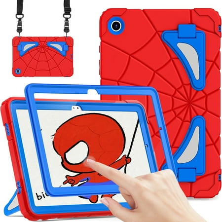 Dteck for Galaxy Tab A9 Plus Case, Samsung Galaxy Tab A9 Plus Case for Kids Samsung Tablet Cases with Shoulder Strap Stand Thickned Cornor Impact Protection Samsung Tab A9+ Case 11 Inch,Red Blue