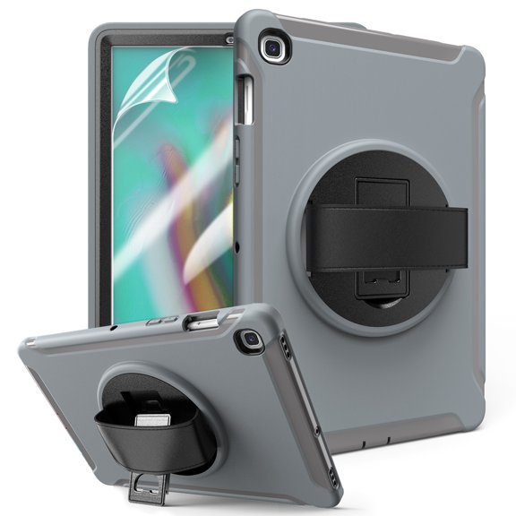 Dteck Galaxy Tab S5e 2019 Case with Soft Screen Protector, 360 Rotating Kickstand Full-Body Impact Resistant Cover with Hand Strap For Samsung Galaxy Tab S5e 10.5 Inch 2019 (SM-T720 /SM-T725), Gray