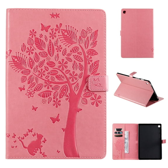 Dteck Galaxy Tab S5e Case, Embossed Tree PU Leather Magnetic Flip Stand Folio Case Built-in Card Slots/Cash Pocket Fit for Samsung Galaxy Tab S5e 10.5 inch 2019 SM-T720 T725, Pink