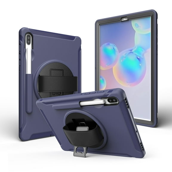 Dteck Galaxy Tab S6 10.5 2019 Case, Heavy Duty Shockproof Rugged Case with Hand Strap/360 Rotating Stand / Shoulder Strap For Samsung Tab S6 SM-T860/T865/T867 2019 Model, Deep Blue