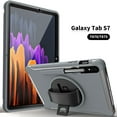 thumbnail image 1 of Dteck Galaxy Tab S7 Tablet 2020 Case, Heavy Duty 360 Rotating Kickstand Rugged Hybrid Shockproof Cover with Hand Strap For Samsung Galaxy Tab S7 11 inch SM-T870 T875, Gray, 1 of 8
