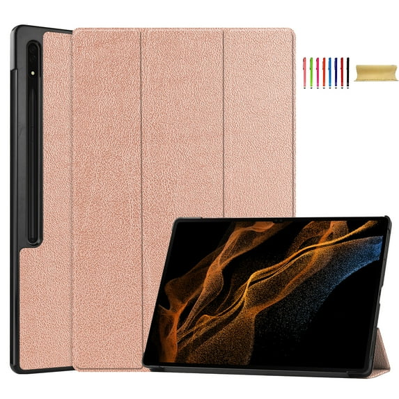 Dteck for Galaxy Tab S9 Ultra Case 2023, Shockproof Stand Case, Auto Sleep/Wake, Hard PC Back Cover for Samsung Galaxy Tab S9 Ultra 14.6 Inch SM-X910/X916/X918,Rosegold