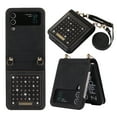 thumbnail image 1 of Dteck Galaxy Z Flip 3 Wallet Case, Z Flip 3 Case, Slim PU Leather with Bling Diamond RFID Blocking Card Holder Purse Case with Crossbody Shoulder Strap Phone Cover for Samsung Galaxy Z Flip 3 5G,Black, 1 of 9
