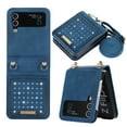 thumbnail image 1 of Dteck Galaxy Z Flip 3 Wallet Case, Z Flip 3 Case, Slim PU Leather with Bling Diamond RFID Blocking Card Holder Purse Case with Crossbody Shoulder Strap Phone Cover for Samsung Galaxy Z Flip 3 5G, Blue, 1 of 9