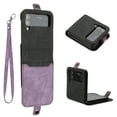 thumbnail image 1 of Dteck Galaxy Z Flip 4 Case, Z Flip 4 5G Case Wallet for Women Men, Slim PU Leather Magnetic Flip Closure Wrist Strap Card Holder Wallet Case for Samsung Galaxy Z Flip 4,Purple, 1 of 4