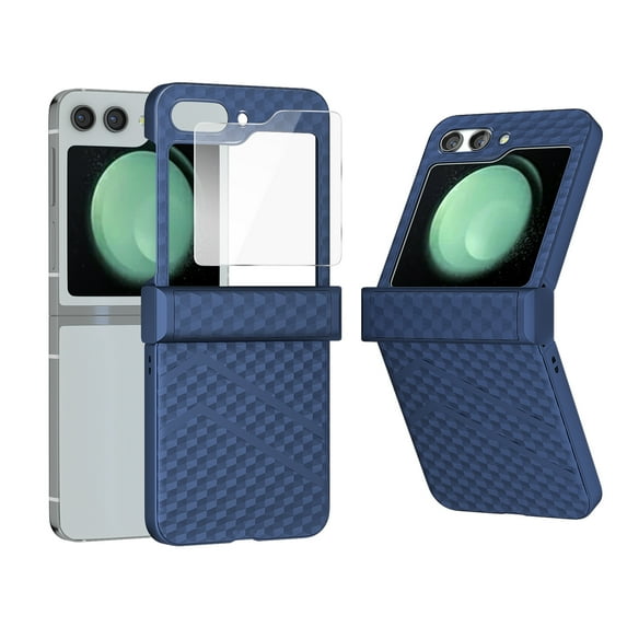 Dteck for Galaxy Z Flip 5 Case with Hinge Protection, Z Flip 5 Case with Screen Protector Full Cover,Support Wireless Charging Shockproof Slim Phone Case for Samsung Galaxy Z Flip5 5G,Deep Blue